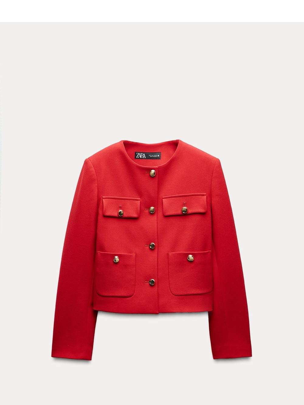 Zara Red Tailored Button-Front Jacket